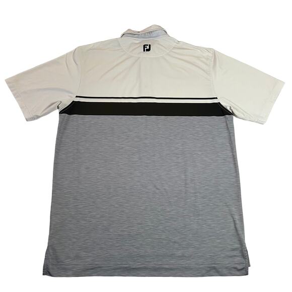 FootJoy Stripe Color Block Short Sleeve Self Collar Polo Size L Golf Lightweight - Picture 2 of 10